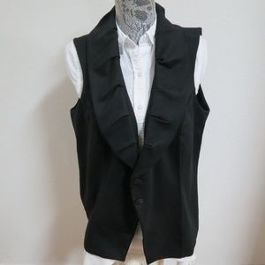 Sz 18W Black Ruffle Collar Plus #A40 Suit Vest